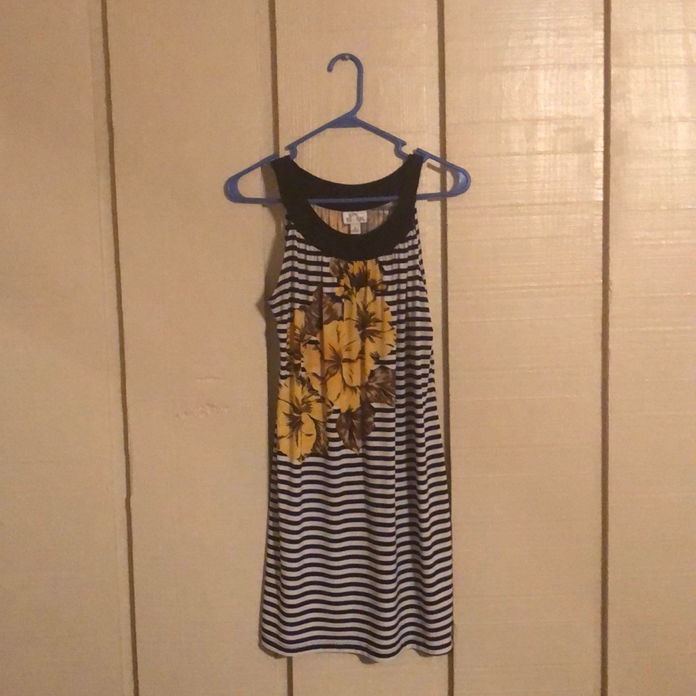 SweetStorm Black/White Stripe Sundress w/Sunflower